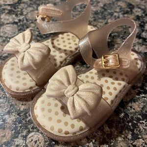 Mini Melissa sandals gold glitter size 8